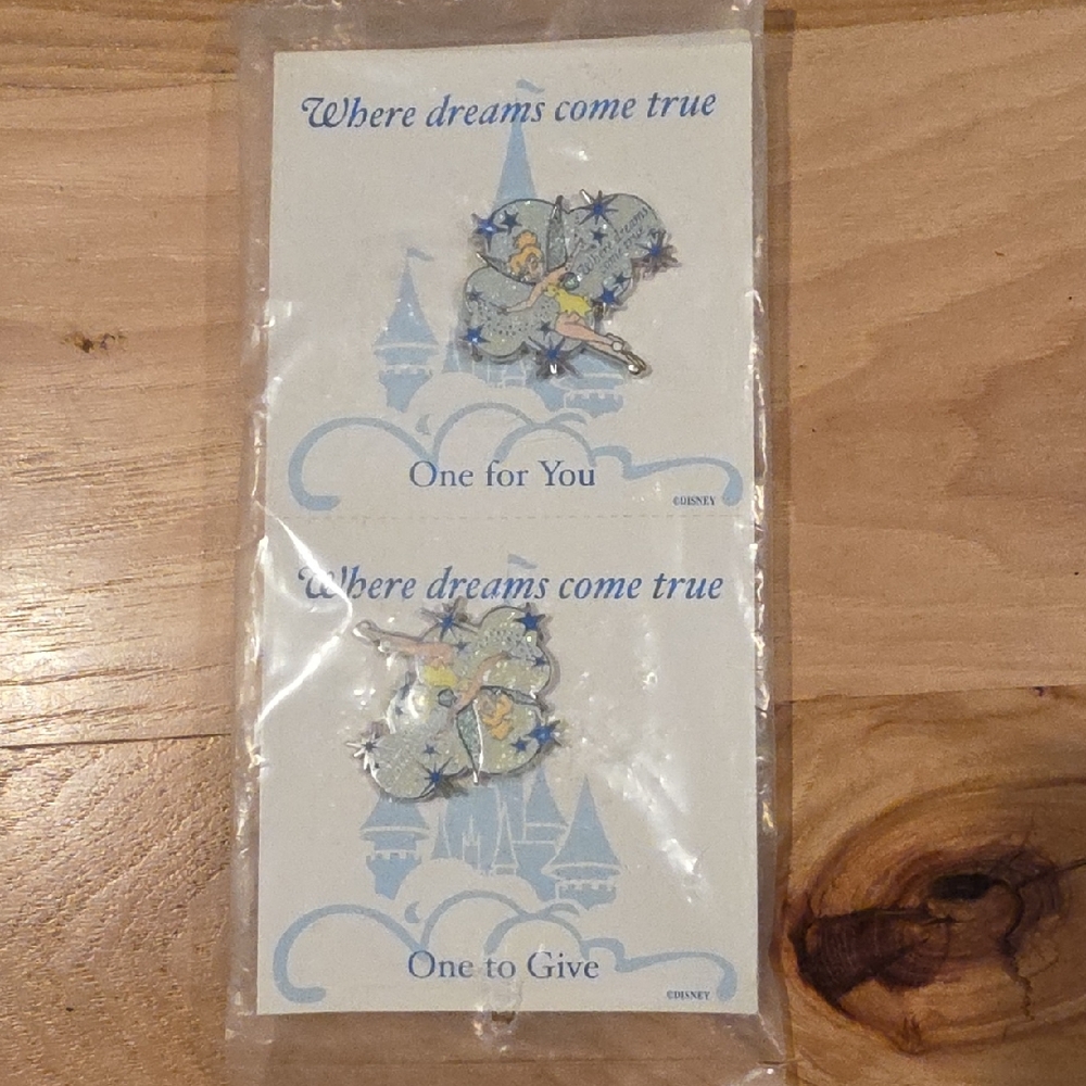 Disney Tinker Bell Pin Set - Silver with Blue and Yellow